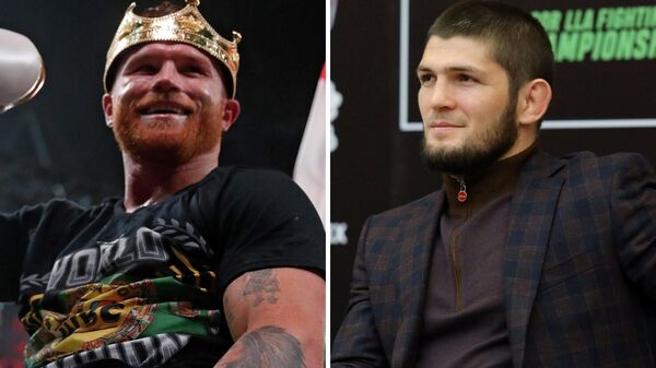 Saúl 'Canelo' Álvarez (izda.) y Khabib Nurmagomedov (dcha.) - Sputnik Mundo