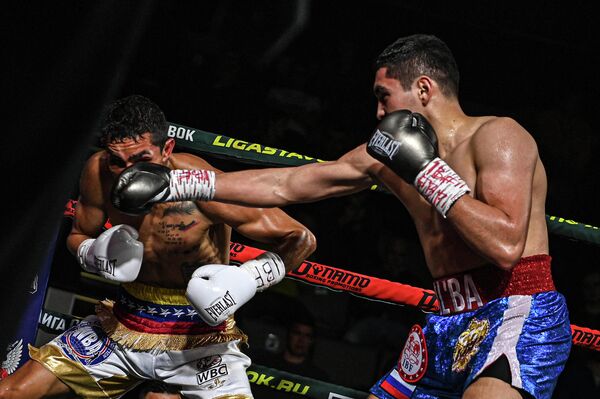 Pelea entre el boxeador ruso Albert Batirgaziyev y el venezolano Franklin Manzanilla por el cinturón de la IBF International en Moscú (Rusia), el 24 de diciembre del 2021 - Sputnik Mundo