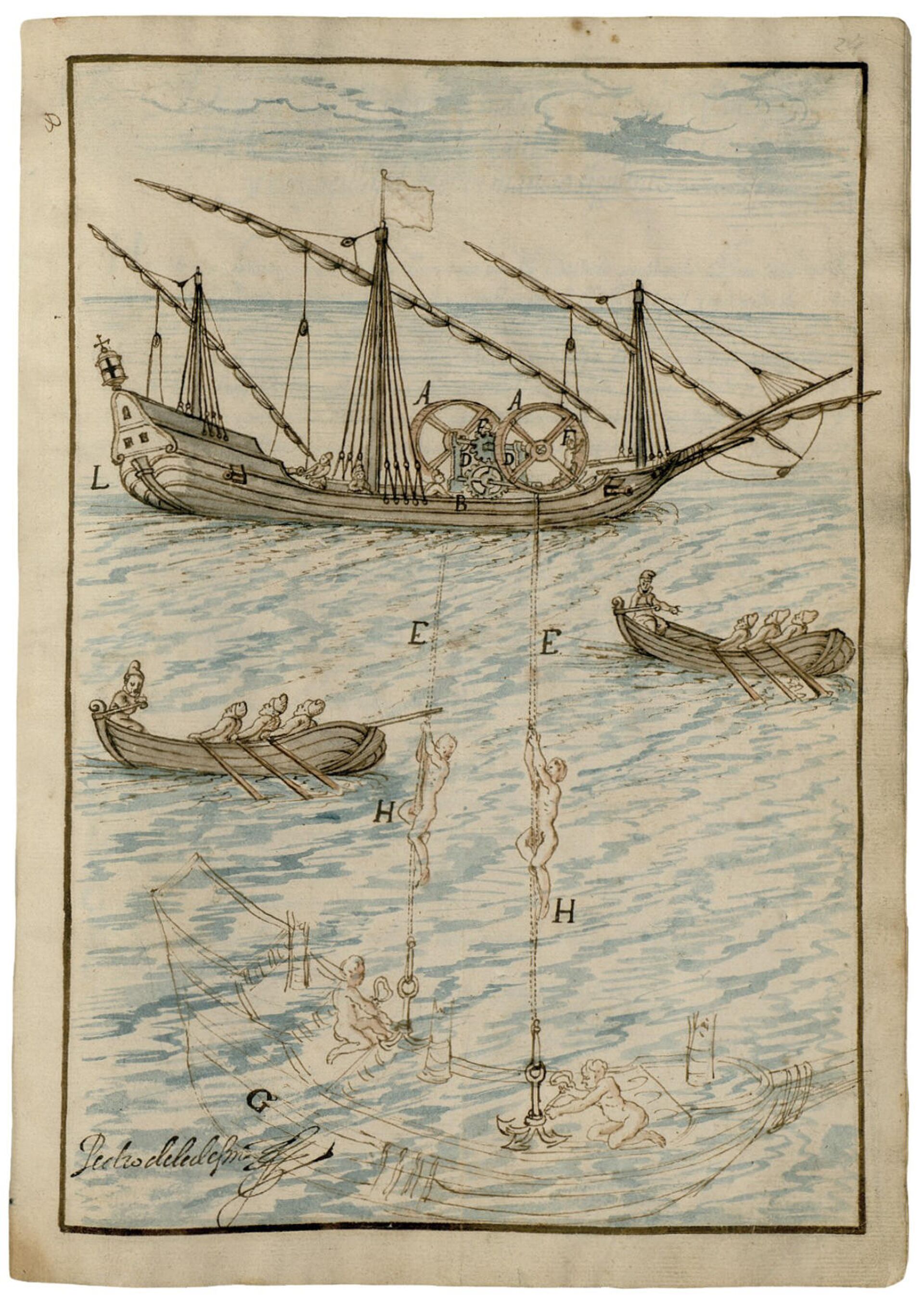 Pesquero de perlas y salvamento de galeones hundidos en Indias – Pedro de Ledesma, 1623. Manuscrito encuadernado. Archivo del Museo Naval de Madrid - Sputnik Mundo, 1920, 28.01.2022