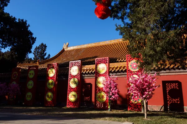 Los atletas que llegaron a Pekín con antelación pudieron participar en las celebraciones del Año Nuevo chino.En la foto: decorado para el Año Nuevo Chino en el Parque del Templo de la Tierra de Pekín. Los atletas que llegaron a Pekín con antelación pudieron participar en las celebraciones del Año Nuevo chino.En la foto: decorado para el Año Nuevo Chino en el Parque del Templo de la Tierra de Pekín. - Sputnik Mundo