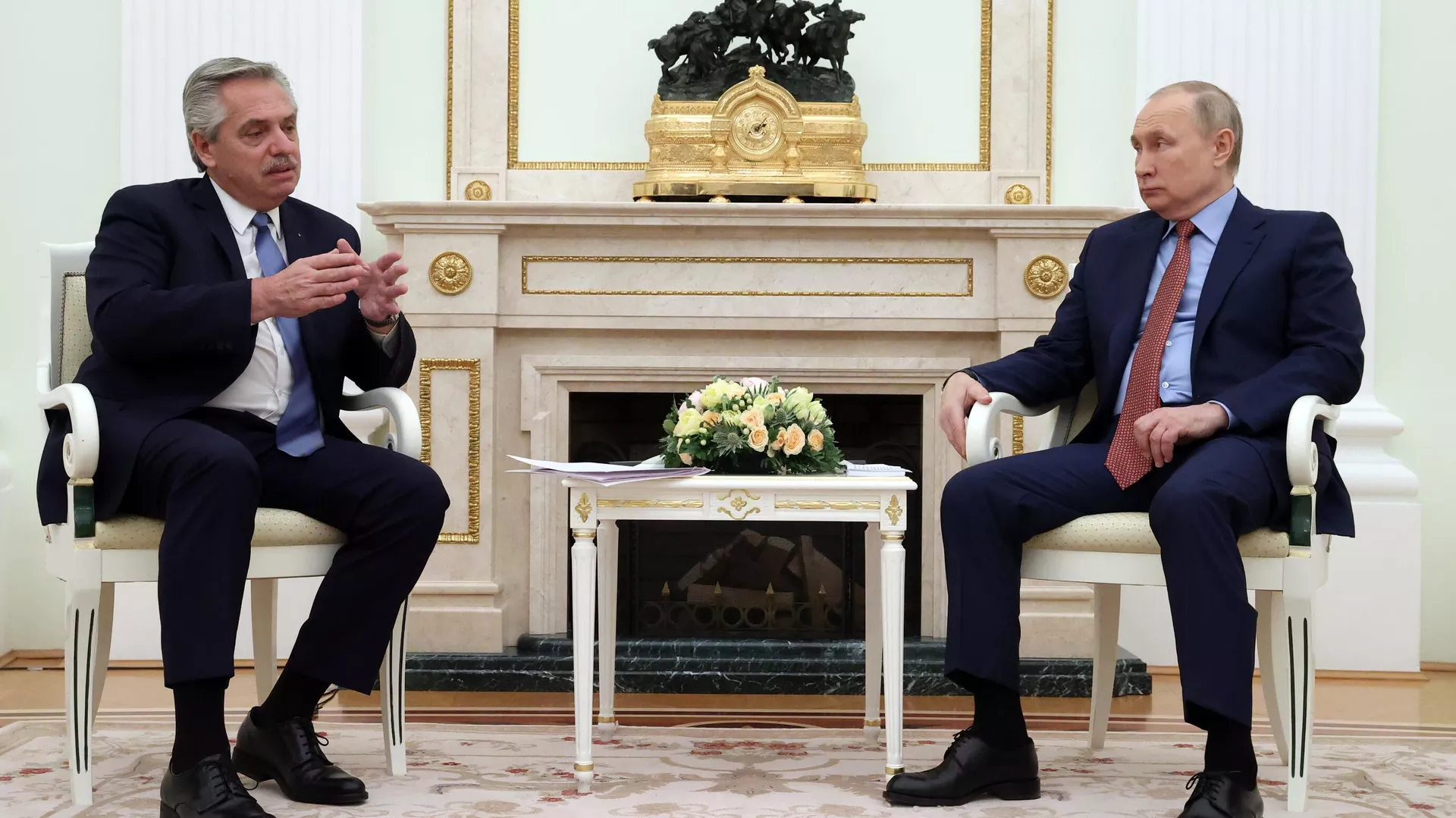 El presidente ruso, Vladímir Putin, en una reunión con su homólogo de Argentina, Alberto Fernández