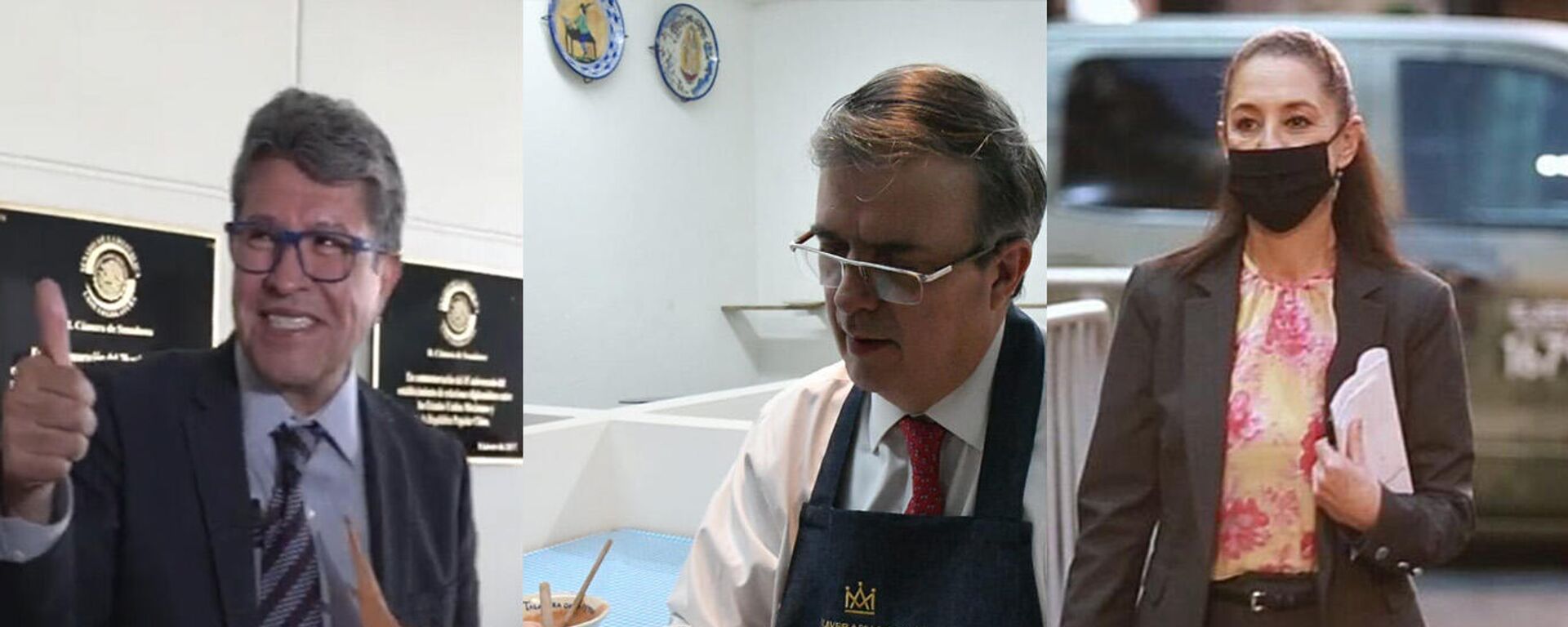 Ricardo Monreal, senador mexicano; Marcelo Ebrard, canciller, y Claudia Sheinbaum, jefa de Gobierno de la Ciudad de México - Sputnik Mundo, 1920, 03.02.2022