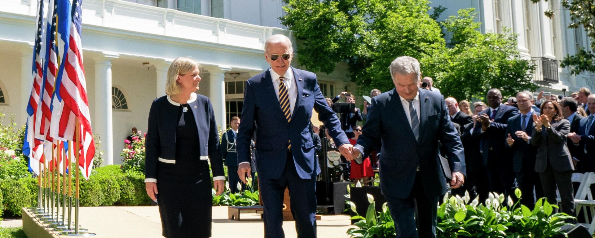 La primera ministra de Suecia, Magdalena Andersson, el presidente de EEUU, Joe Biden, y el presidente de Finlandia, Sauli Niinisto - Sputnik Mundo, 1920, 19.05.2022