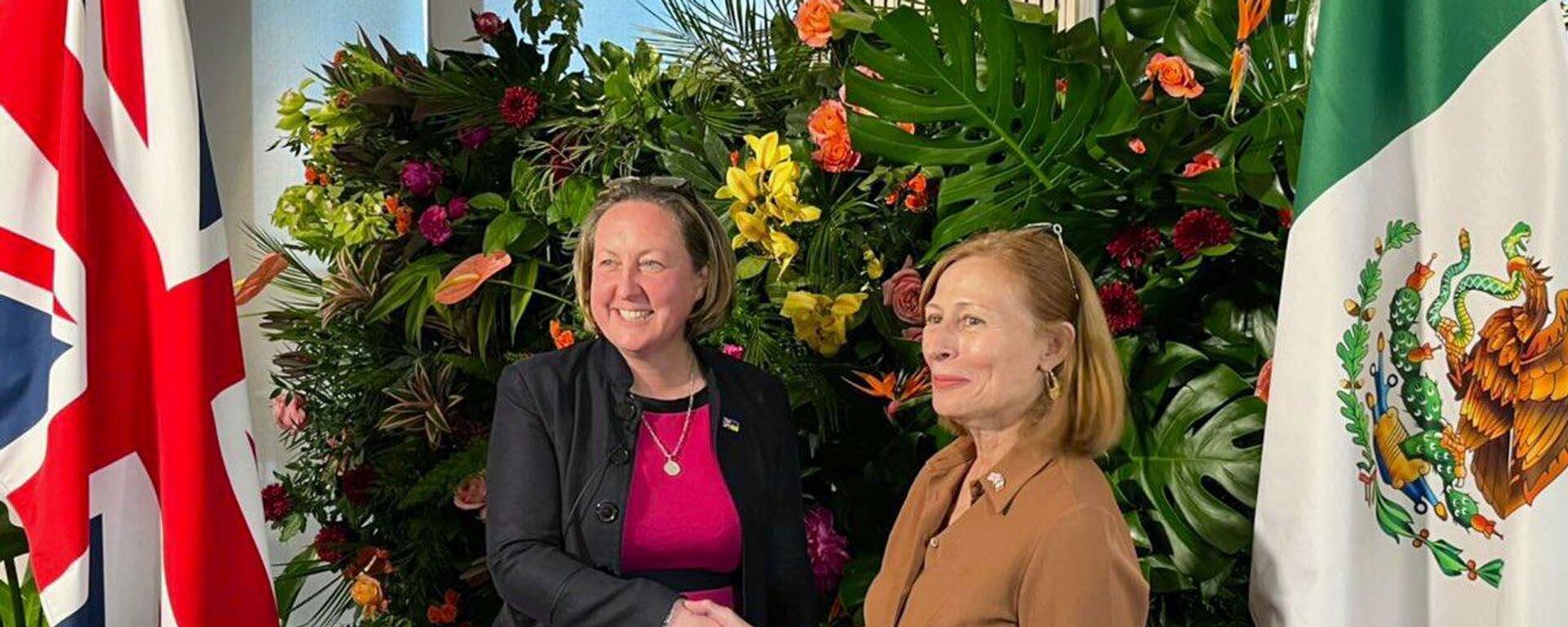 Anne-Marie Trevelyan, secretaria de Estado de Comercio Internacional, y Tatiana Clouthier, secretaria de Economía de México - Sputnik Mundo, 1920, 20.05.2022