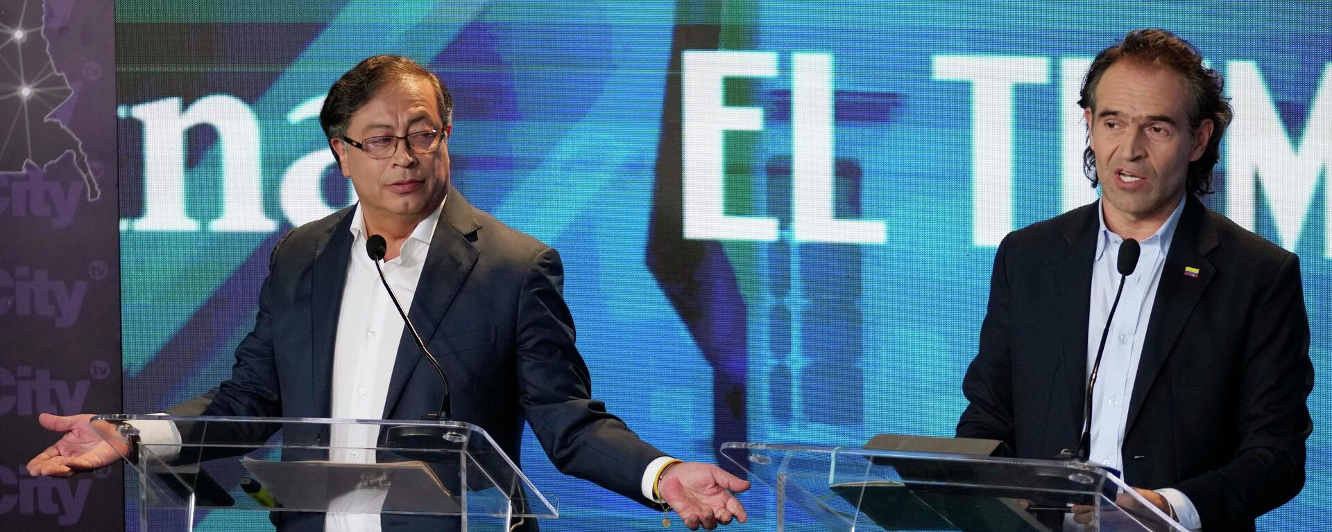 Los candidatos a la Presidencia de Colombia Gustavo Petro y Federico 'Fico' Gutiérrez durante el último debate - Sputnik Mundo, 1920, 24.05.2022
