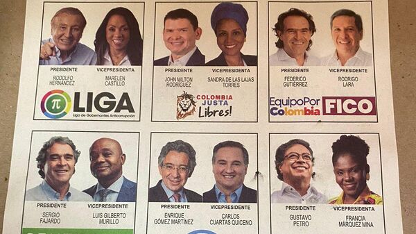 Este fue el tarjetón que se le entregó a los colombianos para la primera vuelta de las elecciones presidenciales. - Sputnik Mundo