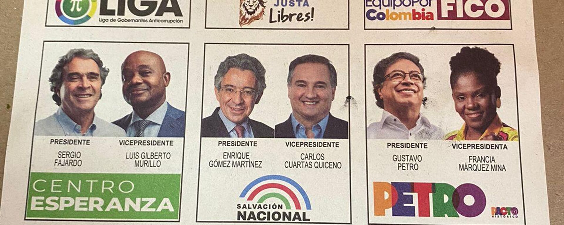 Este fue el tarjetón que se le entregó a los colombianos para la primera vuelta de las elecciones presidenciales. - Sputnik Mundo, 1920, 30.05.2022