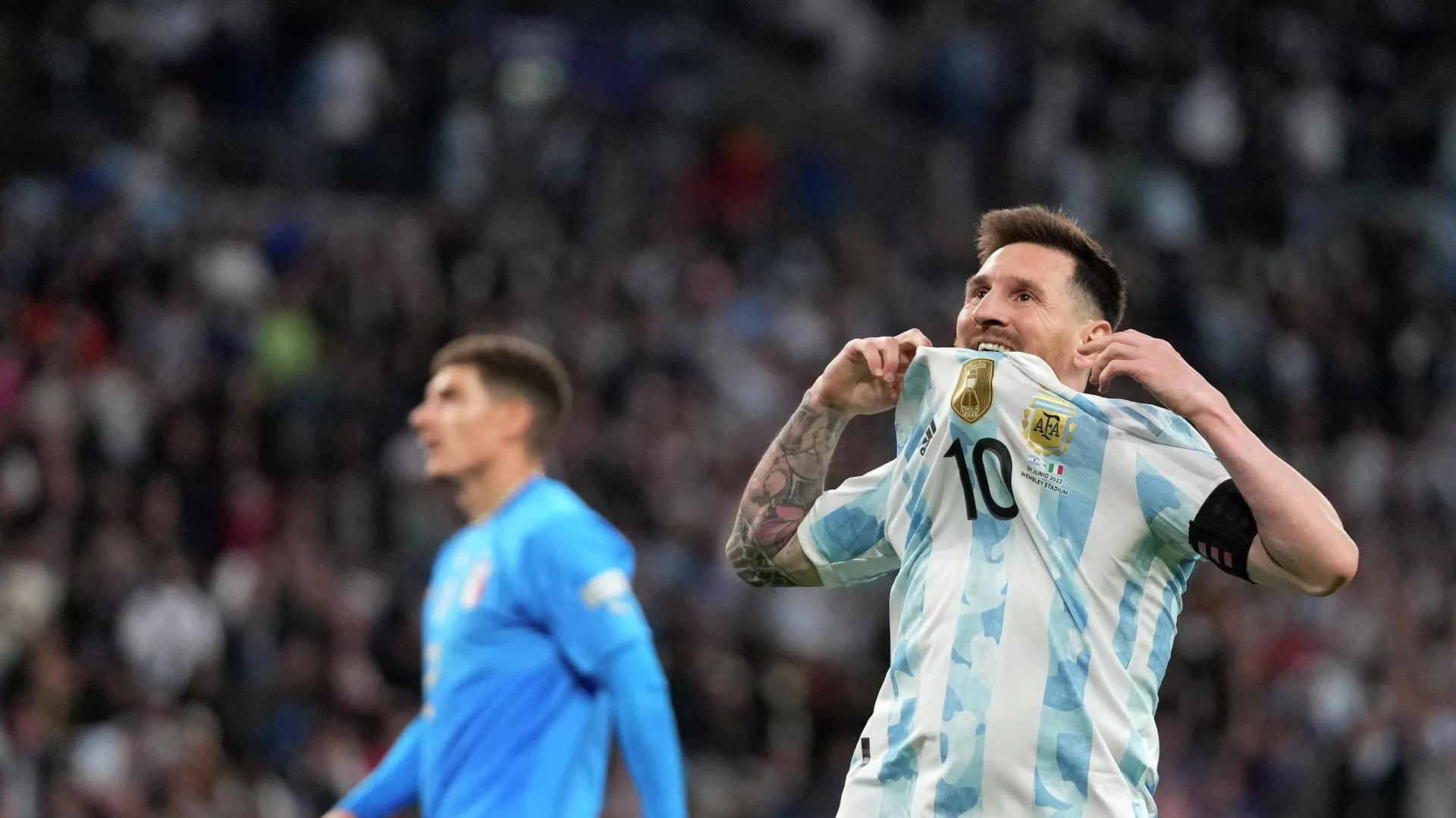 Lionel Messi frente a Italia en la Finalissima de Wembley