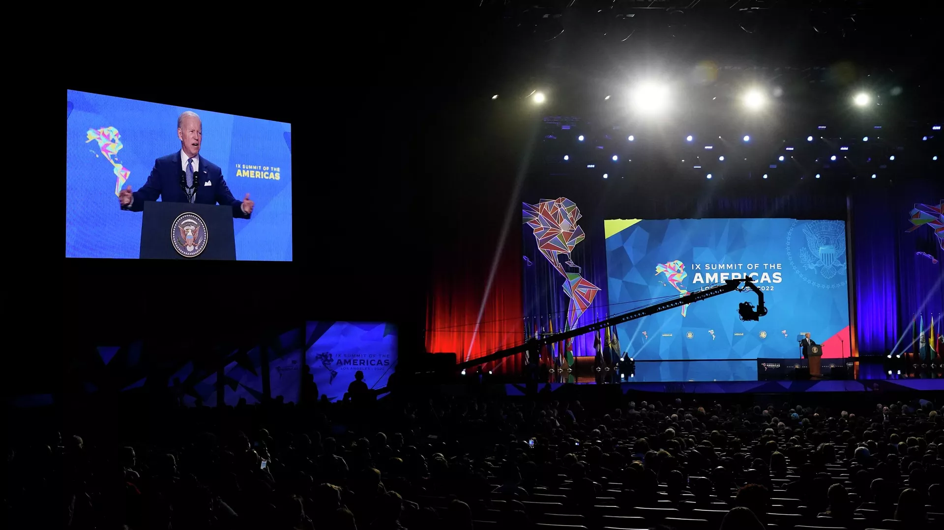 Joe Biden, el presidente de EEUU durante su discurso en la IX Cumbre de las Américas