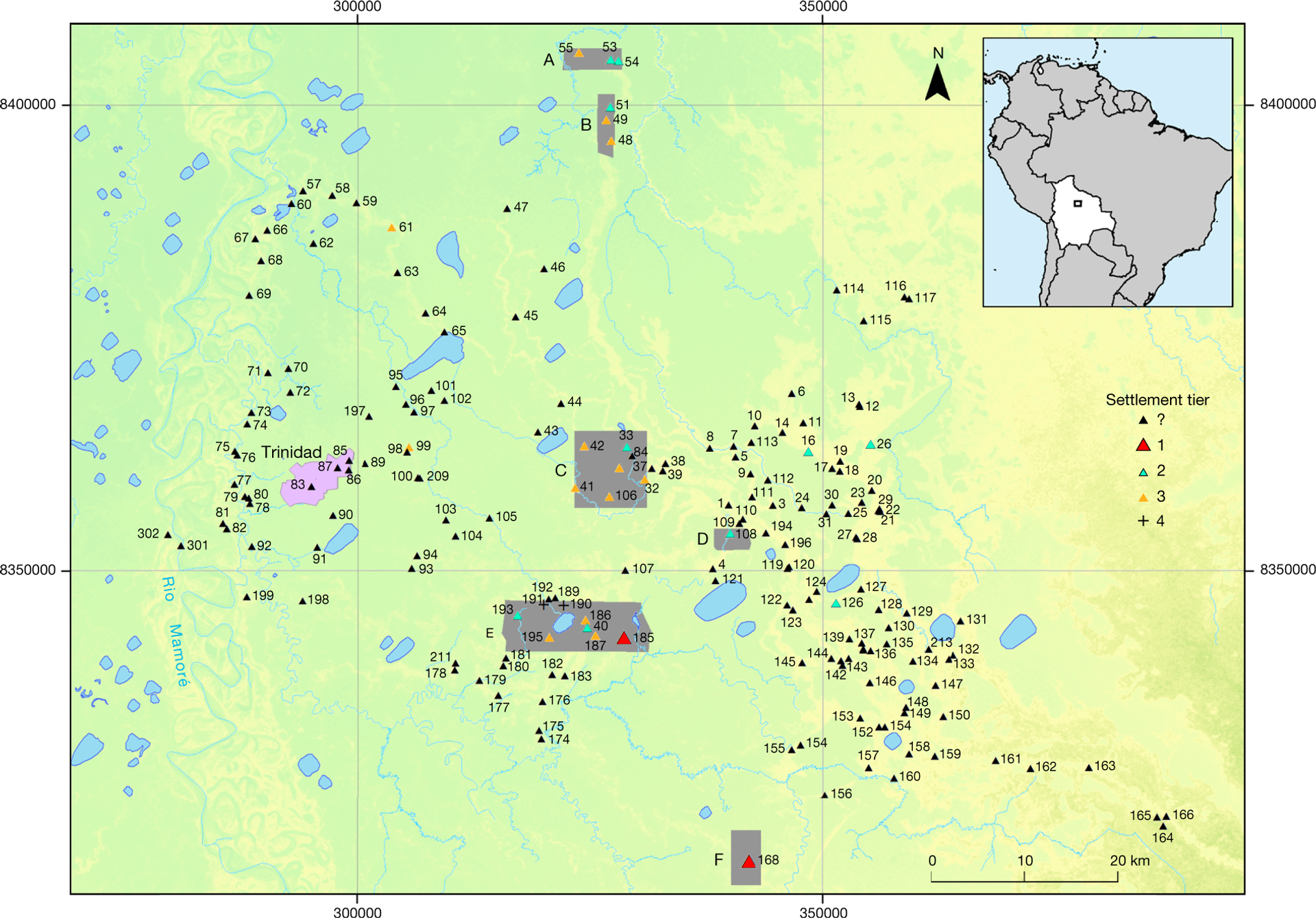 Descubren ciudades precolombinas ocultas en la Amazonía boliviana: mapa de los llanos de Moxos - Sputnik Mundo, 1920, 10.06.2022