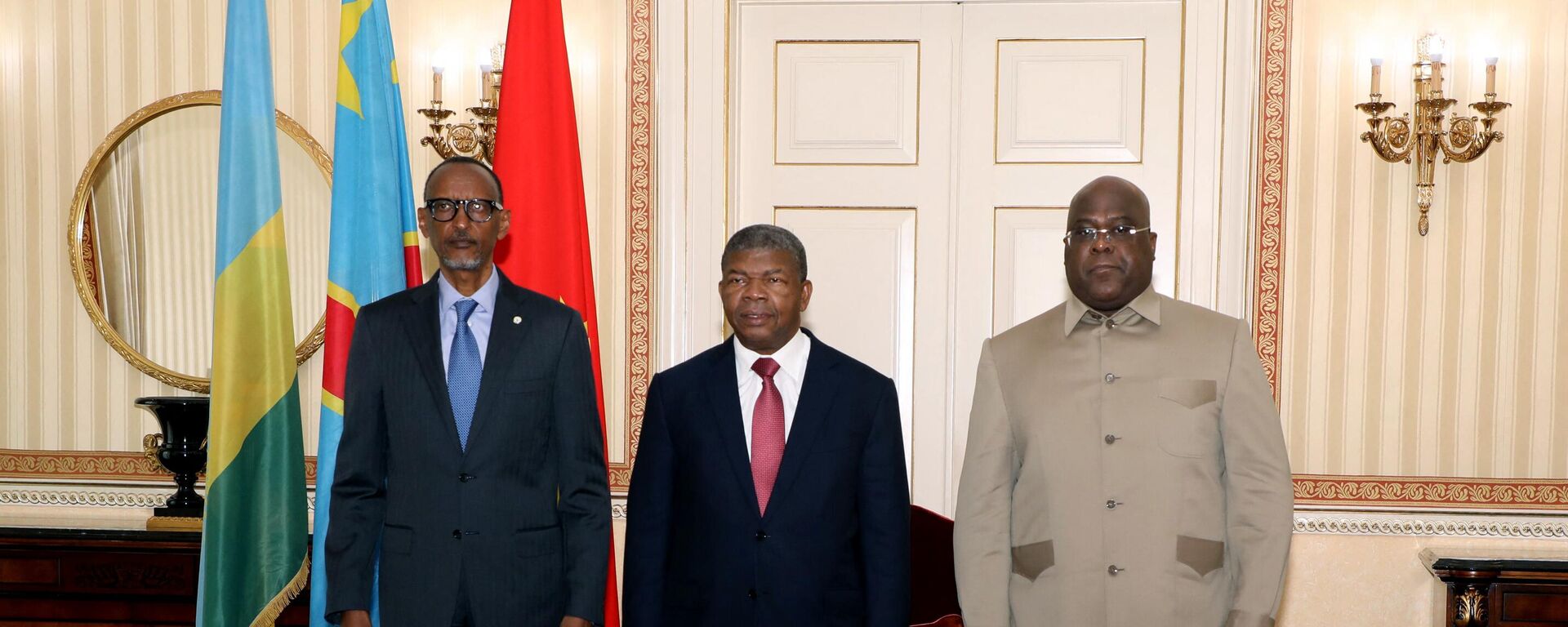 Los presidentes de Ruanda, Angola y de la República Democrática del Congo,  Paul Kagame, Joao Lourenco y Felix Tshisekedi - Sputnik Mundo, 1920, 06.07.2022