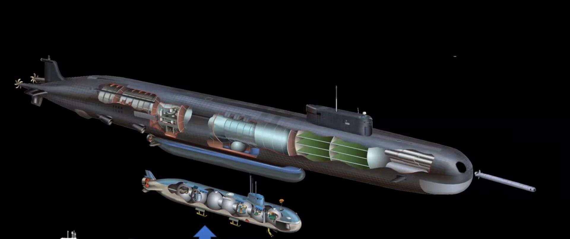 Ilustración del Bélgorod con el submarino Losharik realizada por HI Sutton - Sputnik Mundo, 1920, 10.07.2022