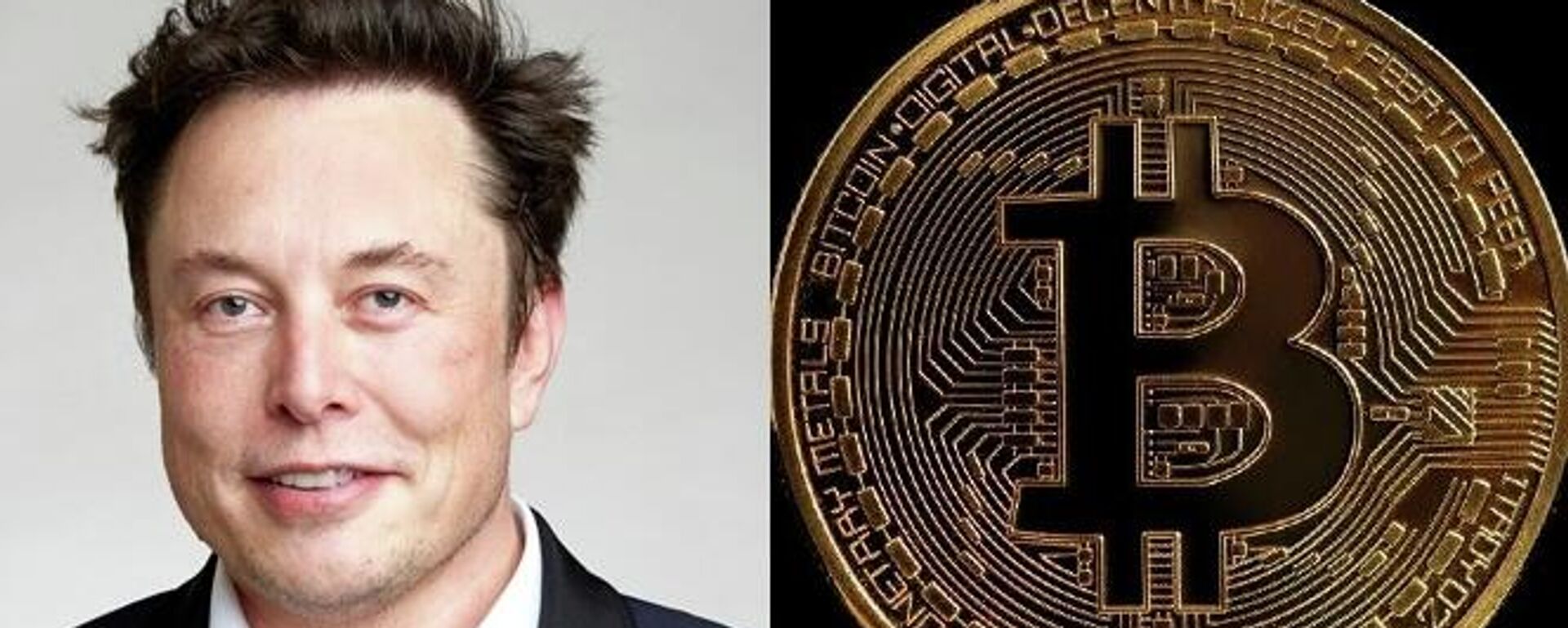 El empresario estadounidense Elon Musk y una moneda bitcóin - Sputnik Mundo, 1920, 20.07.2022