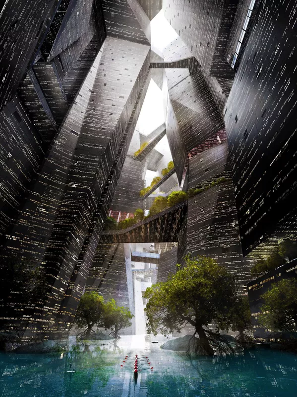 El plan de diseño de las estructuras paralelas de 500 metros de altura, conocidas colectivamente como The Line, en el corazón de la megaciudad del mar Rojo. The Line está diseñada para acoger a un millón de residentes. El plan de diseño de las estructuras paralelas de 500 metros de altura, conocidas colectivamente como The Line, en el corazón de la megaciudad del mar Rojo. The Line está diseñada para acoger a un millón de residentes. - Sputnik Mundo
