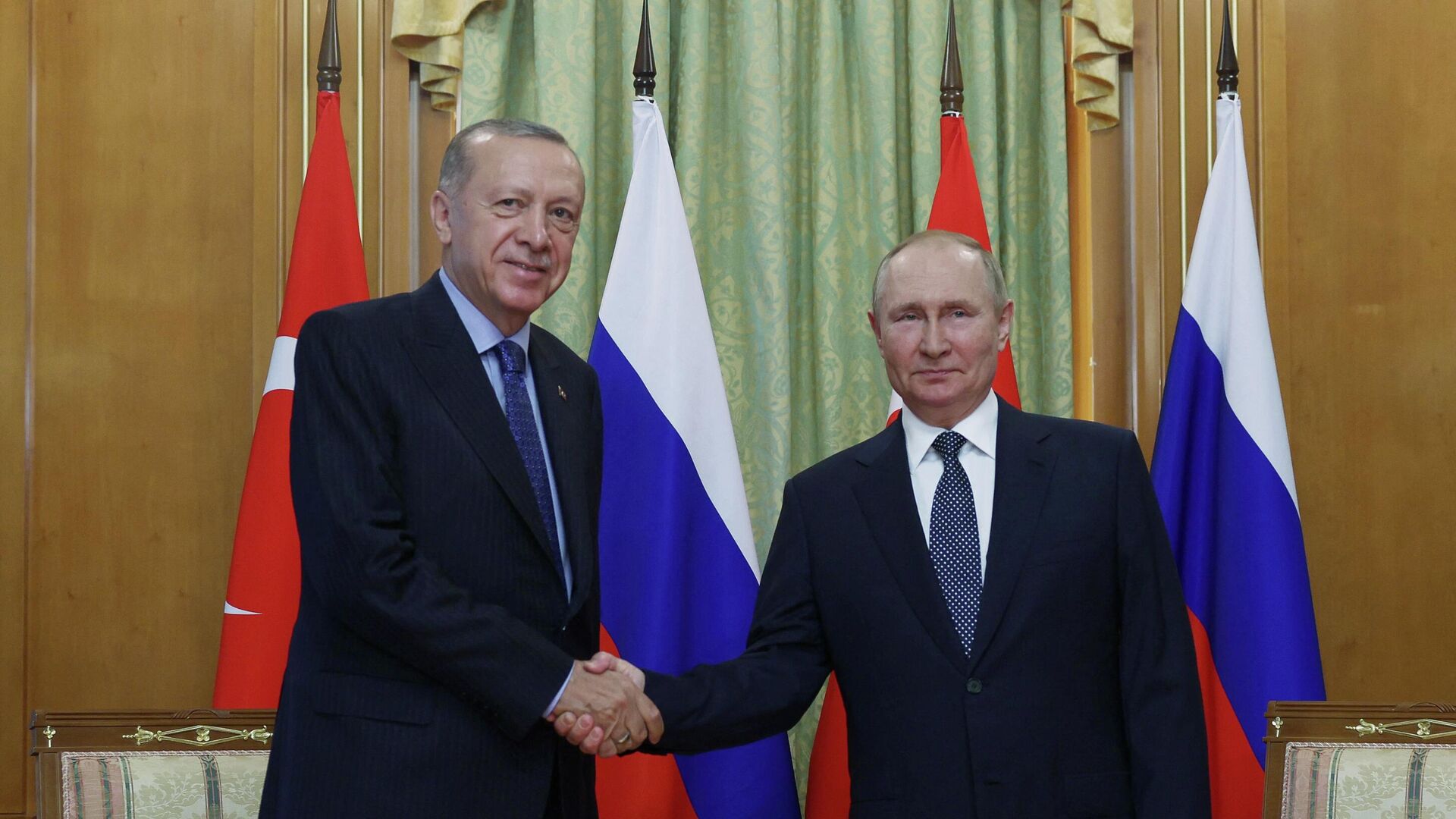 El presidente de Rusia, Vladímir Putin, y su homólogo turco, Recep Tayyip Erdogan El presidente de Rusia, Vladímir Putin, y su homólogo turco, Recep Tayyip Erdogan - Sputnik Mundo, 1920, 05.08.2022