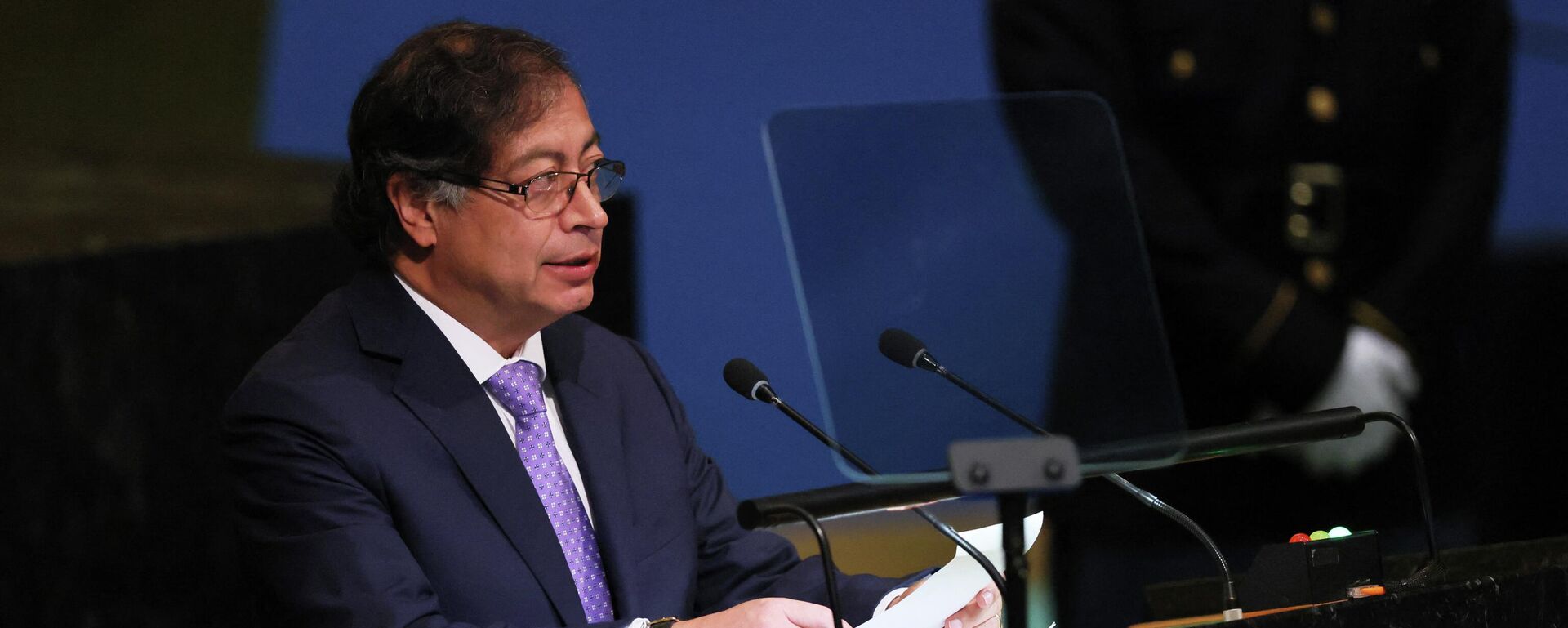 El presidente de Colombia, Gustavo Petro, durante su intervención en el debate general del 77 periodo de sesiones de la Asamblea General de la ONU - Sputnik Mundo, 1920, 20.09.2022