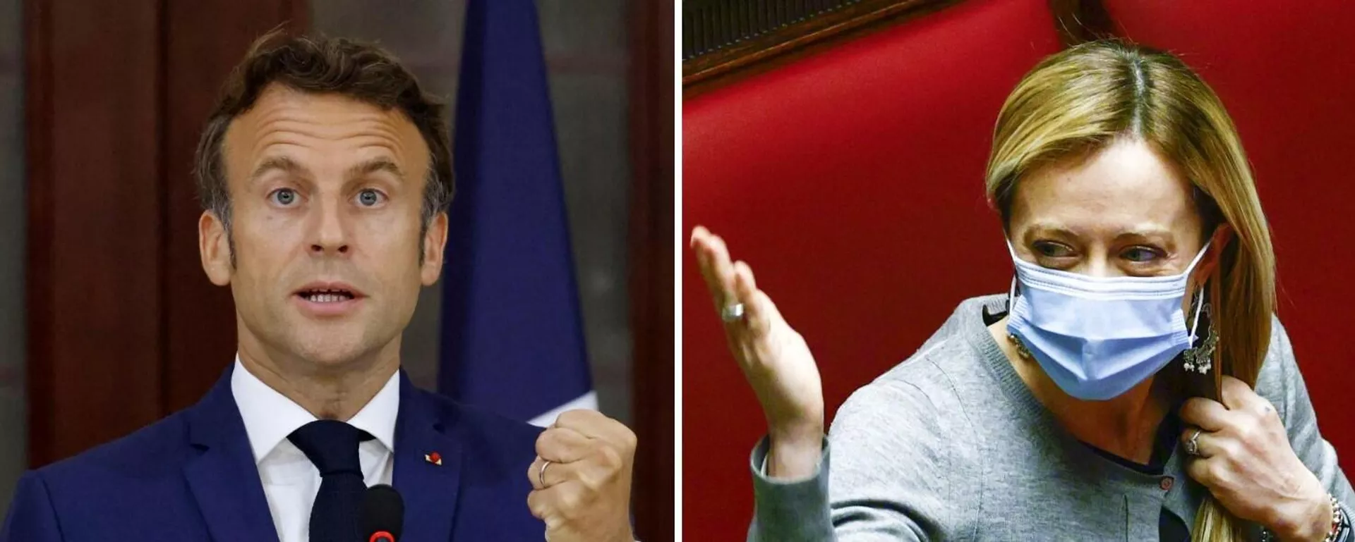 Emmanuel Macron (izda.) y Giorgia Meloni (dcha.) - Sputnik Mundo, 1920, 29.09.2022