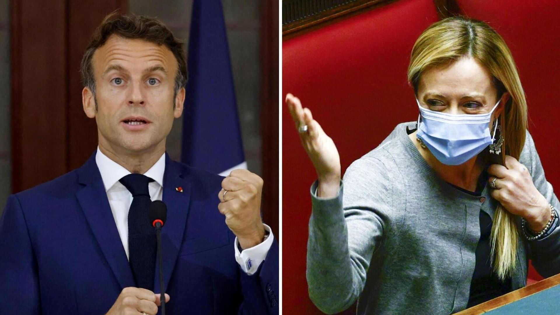 Emmanuel Macron (izda.) y Giorgia Meloni (dcha.) Emmanuel Macron (izda.) y Giorgia Meloni (dcha.) - Sputnik Mundo, 1920, 29.09.2022