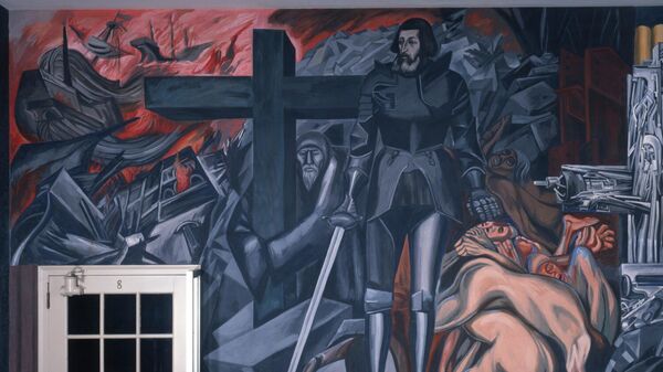 El pintor José Clemente Orozco representa al conquistador Hernán Cortés. - Sputnik Mundo