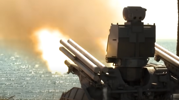 Captura de pantalla del video con sistema de defensa aerea ruso, Pantsir-ME - Sputnik Mundo