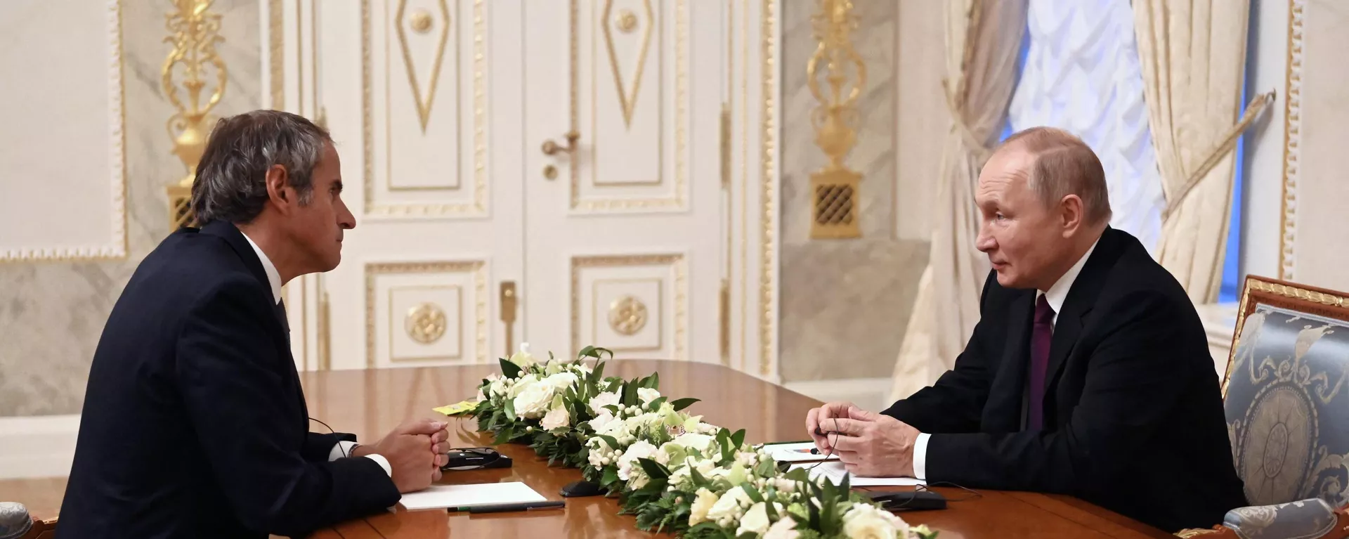 El presidente de Rusia, Vladímir Putin, durante un encuentro con el jefe del OIEA, Rafael Grossi, el 11 de octubre de 2022 El presidente de Rusia, Vladímir Putin, durante un encuentro con el jefe del OIEA, Rafael Grossi, el 11 de octubre de 2022 - Sputnik Mundo, 1920, 26.10.2022