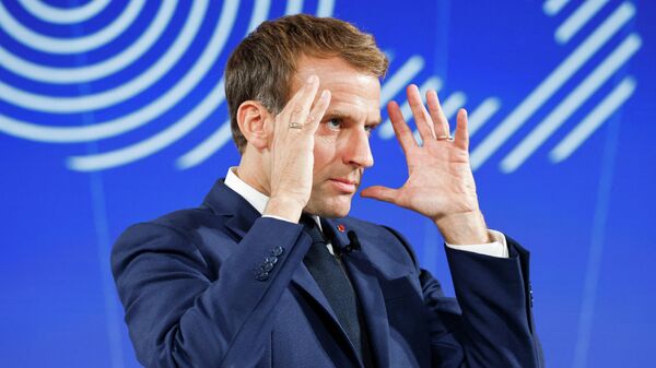 France's President Emmanuel Macron during the presentation of France 2030 investment plan at The Elysee Presidential Palace in Paris - Sputnik Mundo