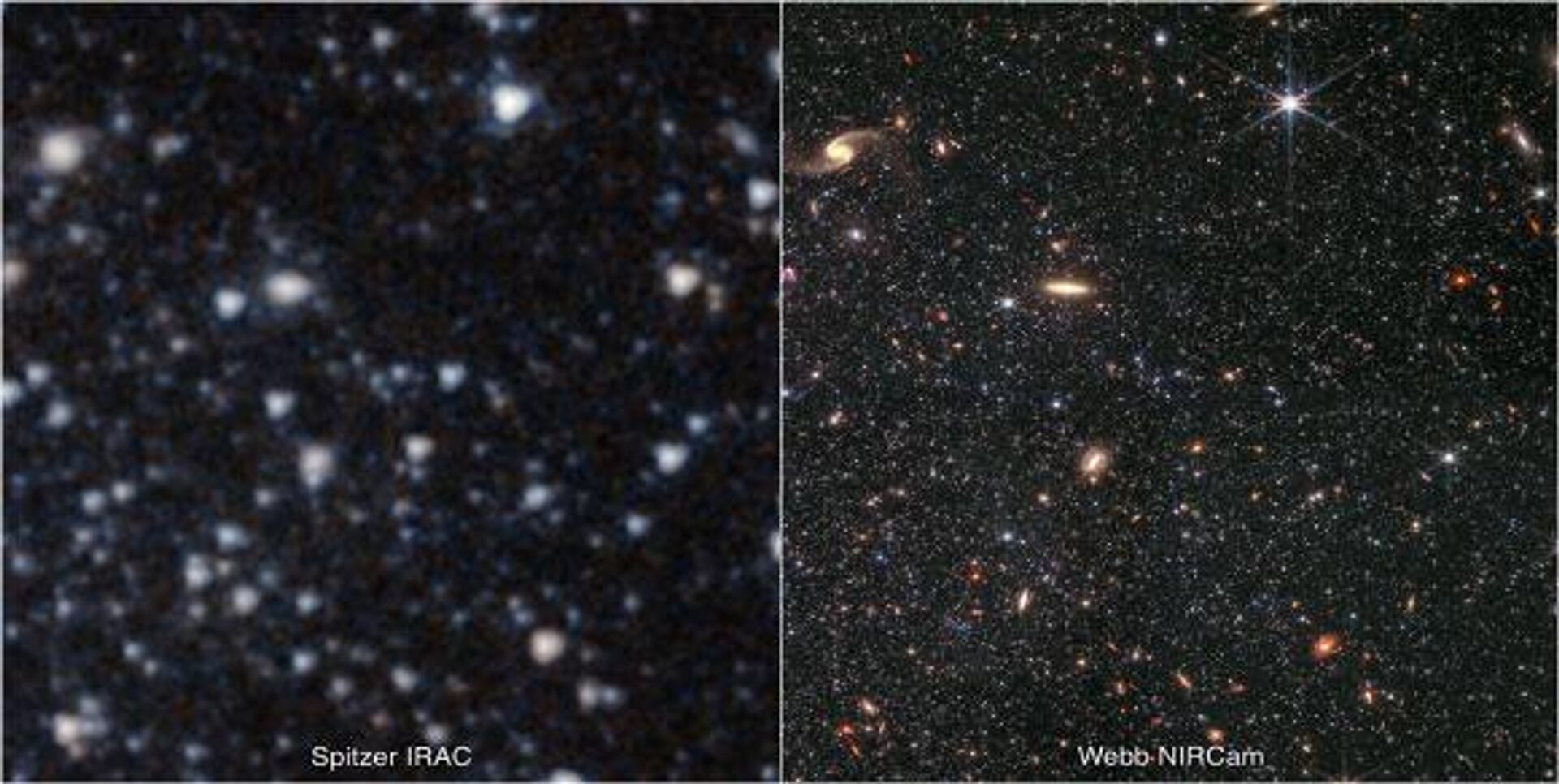 Comparación de las imágenes de WLM tomadas por Spitzer y Webb - Sputnik Mundo, 1920, 15.11.2022