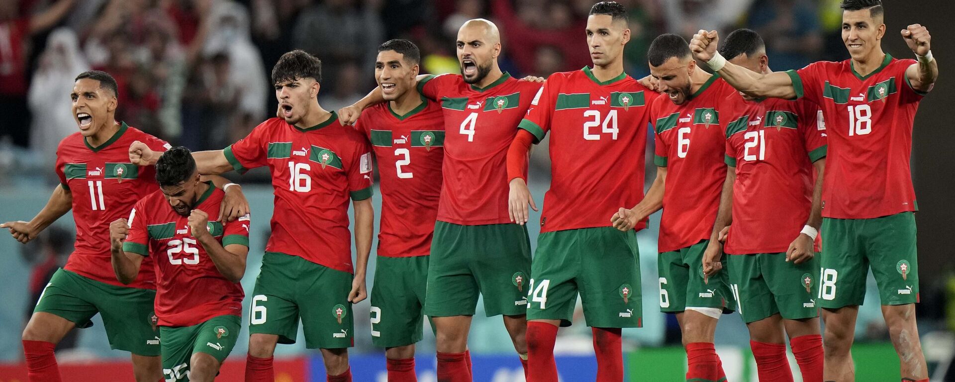 El equipo de Marruecos durante el partido con España en el Mundial 2022 - Sputnik Mundo, 1920, 06.12.2022