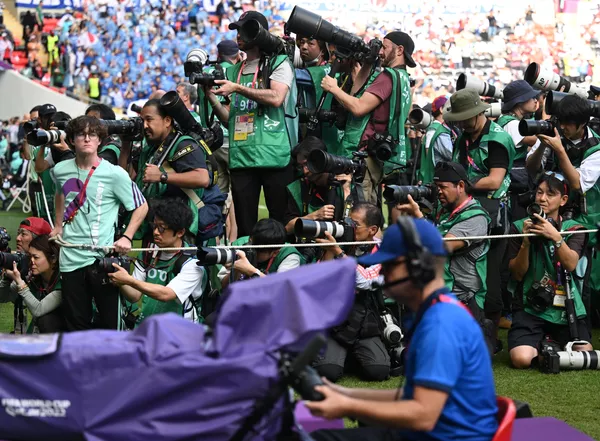 Periodistas antes del partido de la fase de grupos del Mundial entre Costa Rica y Japón en el que el país centroamericano ganó 1-0. - Sputnik Mundo