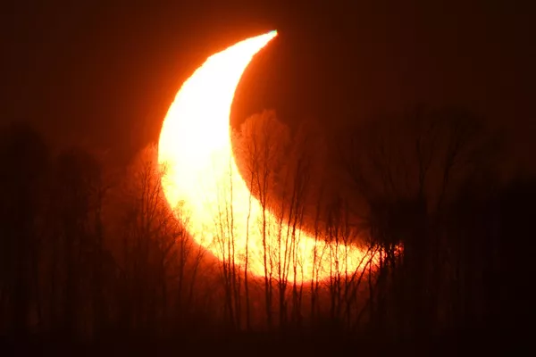 Eclipse solar parcial observado en el atardecer cerca de Novosibirsk, Rusia, el 25 de octubre. Eclipse solar parcial observado en el atardecer cerca de Novosibirsk, Rusia, el 25 de octubre. - Sputnik Mundo