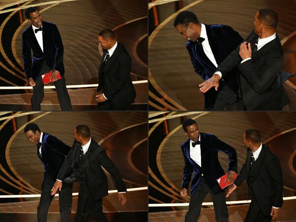 En una secuencia de imágenes compuestas se recoge el momento en que el actor Will Smith golpea al conductor de la ceremonia Óscar, Chris Rock, el 27 de marzo. El acto violento ocurrió durante la edición 94 de la entrega de la estatuilla, en el teatro Dolby de Hollywood. a raíz de falta de repeto que mostró Chris Rock hacia esposa de Will Smith, Jada Pinkett quien sufre alopecia, una enfermedad autoinmune que provoca la caída del cabello. - Sputnik Mundo