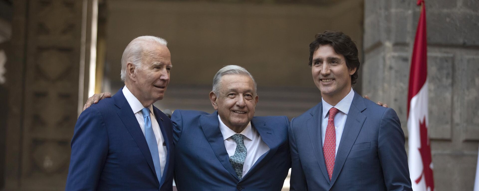 Joe Biden, presidente de EEUU; Andrés Manuel López Obrador, presidente de México; Justin Trudeau, primer ministro de Canadá. - Sputnik Mundo, 1920, 11.01.2023