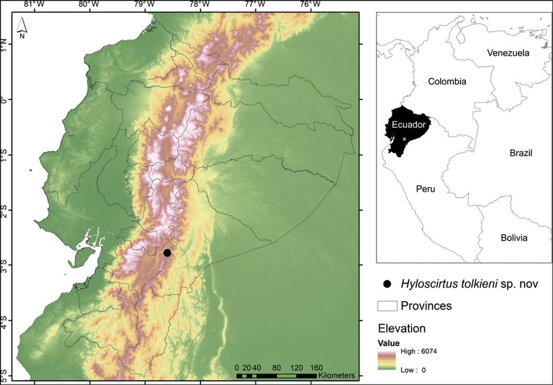 Mapa de la localidad de Hyloscirtus tolkieni - Sputnik Mundo, 1920, 23.01.2023