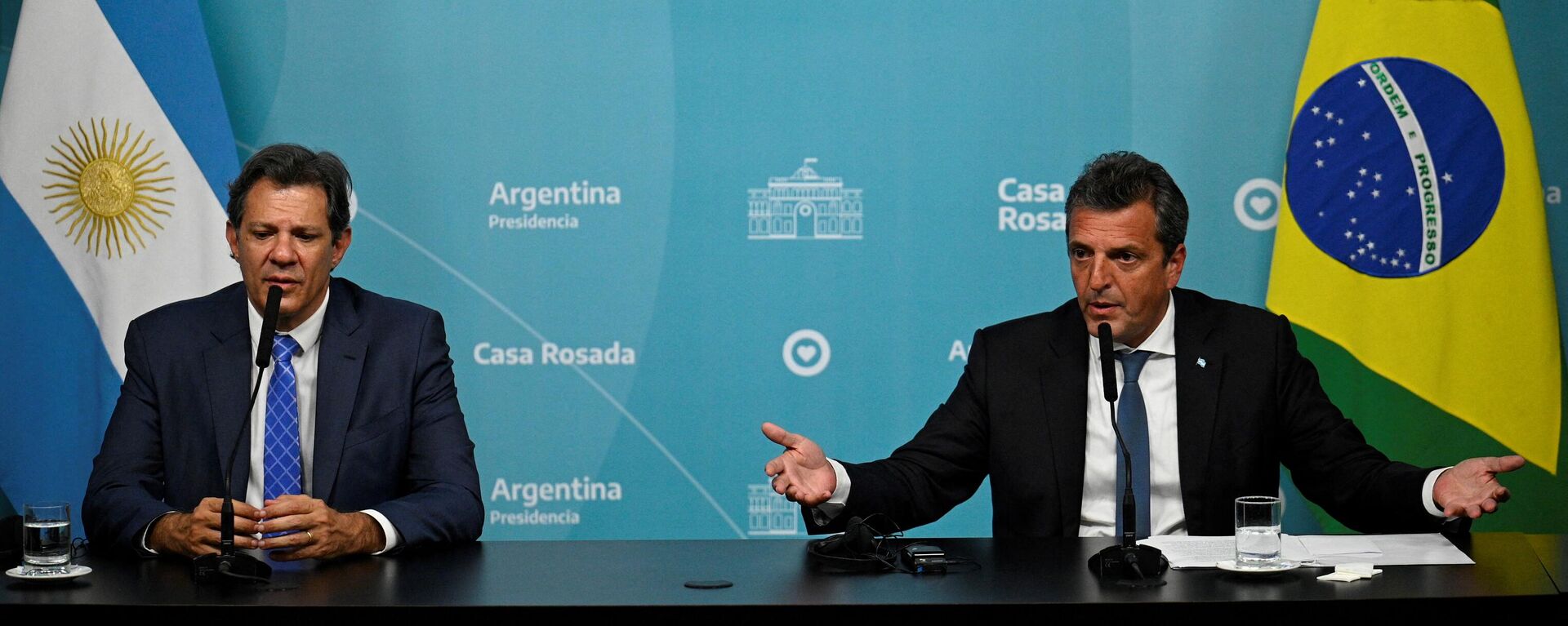 Fernando Haddad y Sergio Massa en conferencia de prensa en la Casa Rosada - Sputnik Mundo, 1920, 24.01.2023