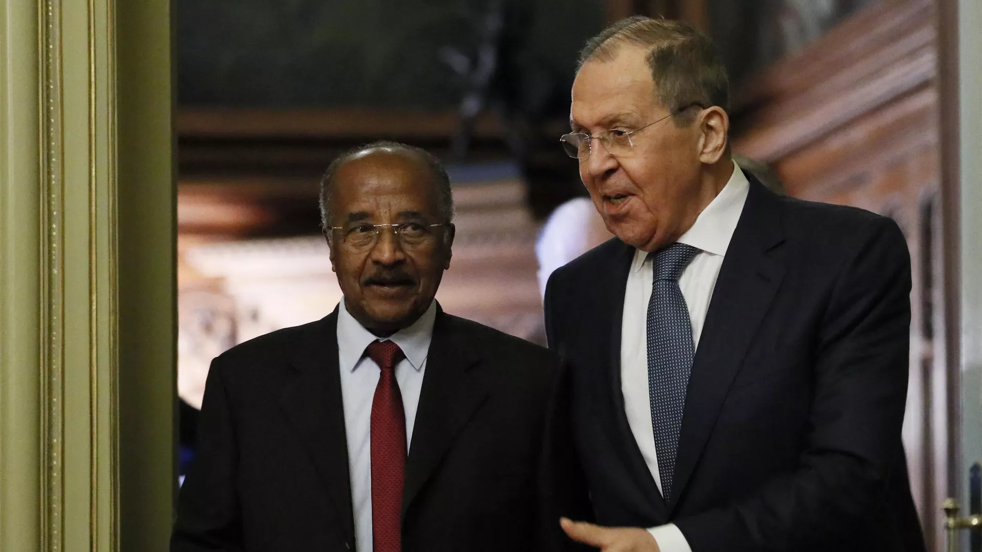 El presidente de Eritrea,  Isaías Afewerki, y, el ministro de Asuntos Exteriores de Rusia, Serguéi Lavrov