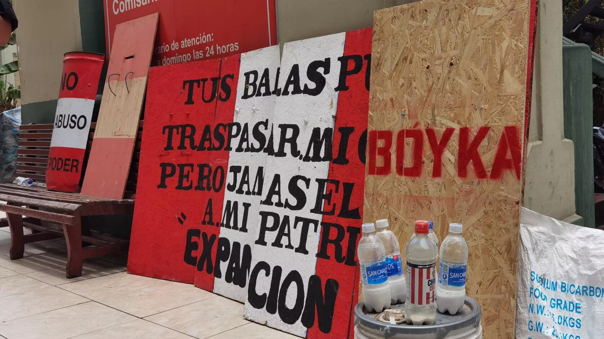Escudos artesanales que utilizan los manifestantes del Perú durante las protestas. - Sputnik Mundo, 1920, 02.02.2023