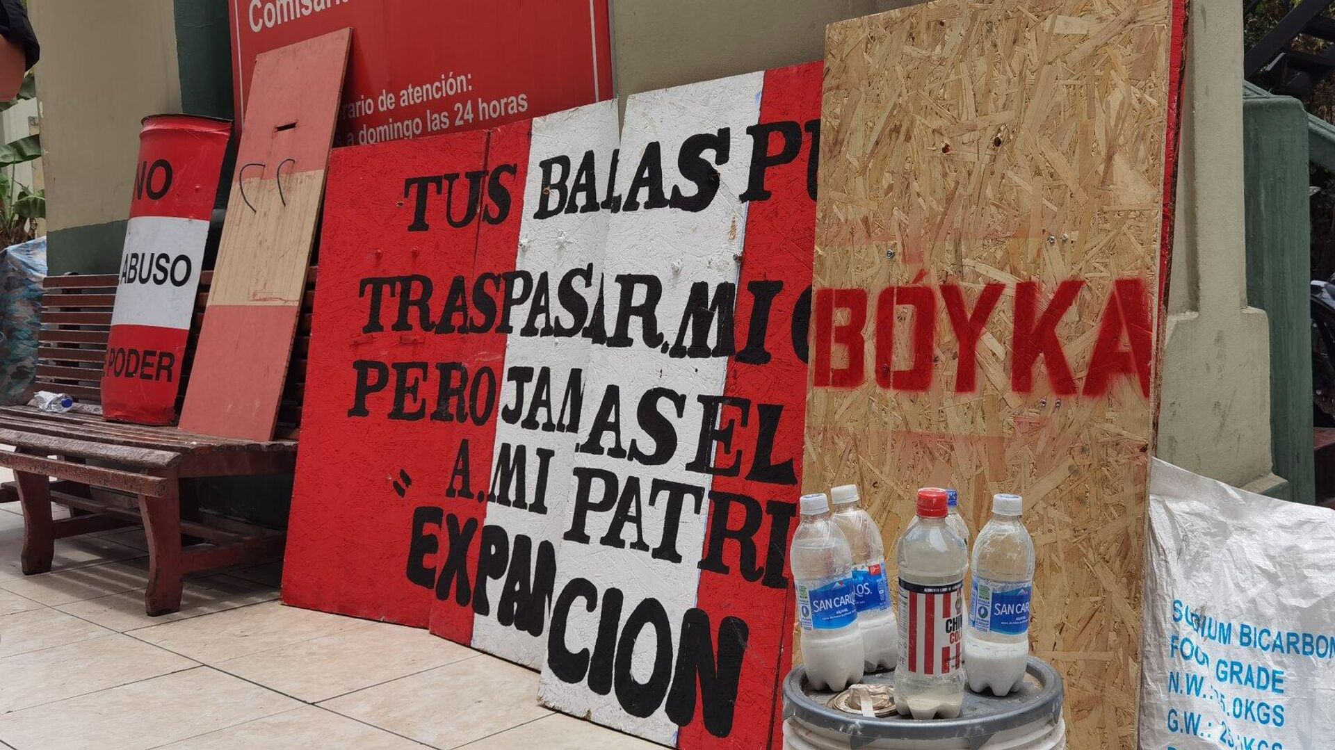 Escudos artesanales que utilizan los manifestantes del Perú durante las protestas. - Sputnik Mundo, 1920, 02.02.2023