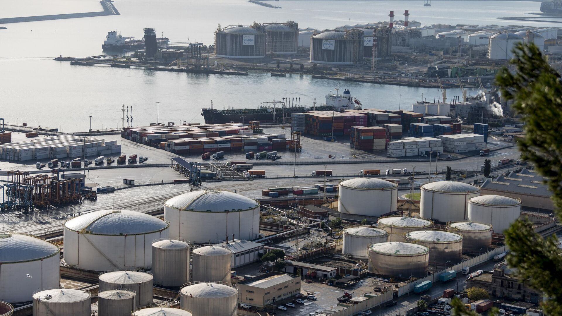 Vista general de la planta de regasificación de Enagas en la terminal de Gas Natural Licuado (GNL) del puerto de Barcelona, España  - Sputnik Mundo, 1920, 03.03.2023