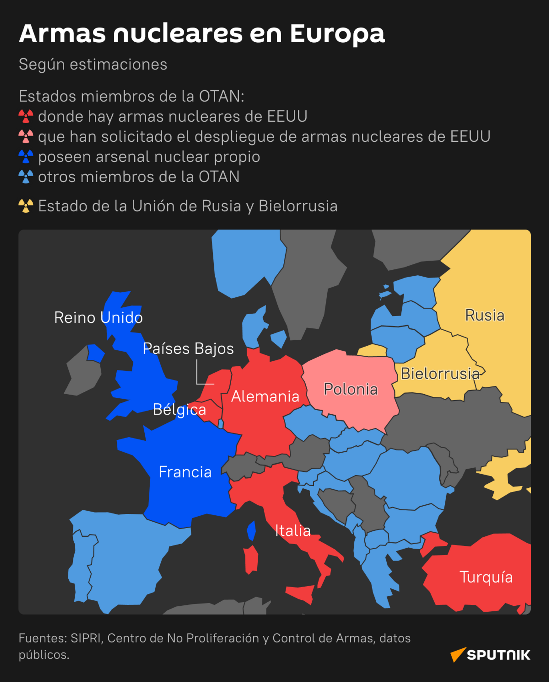 El mapa de las armas nucleares en Europa - Sputnik Mundo, 1920, 31.07.2023