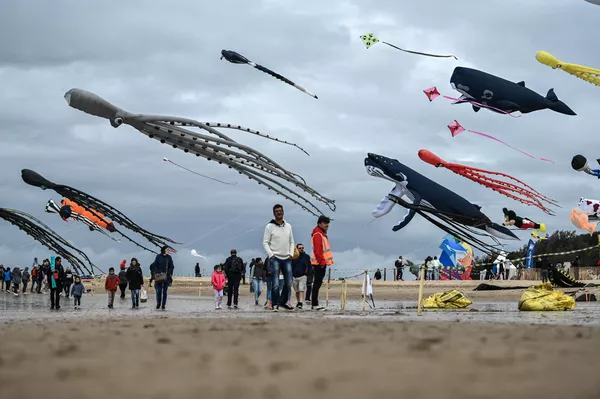 Participantes y visitantes del 29º Festival Internacional del Viento y las Cometas en la playa de Chatelaillon-Plage, Francia. Participantes y visitantes del 29º Festival Internacional del Viento y las Cometas en la playa de Chatelaillon-Plage, Francia. - Sputnik Mundo