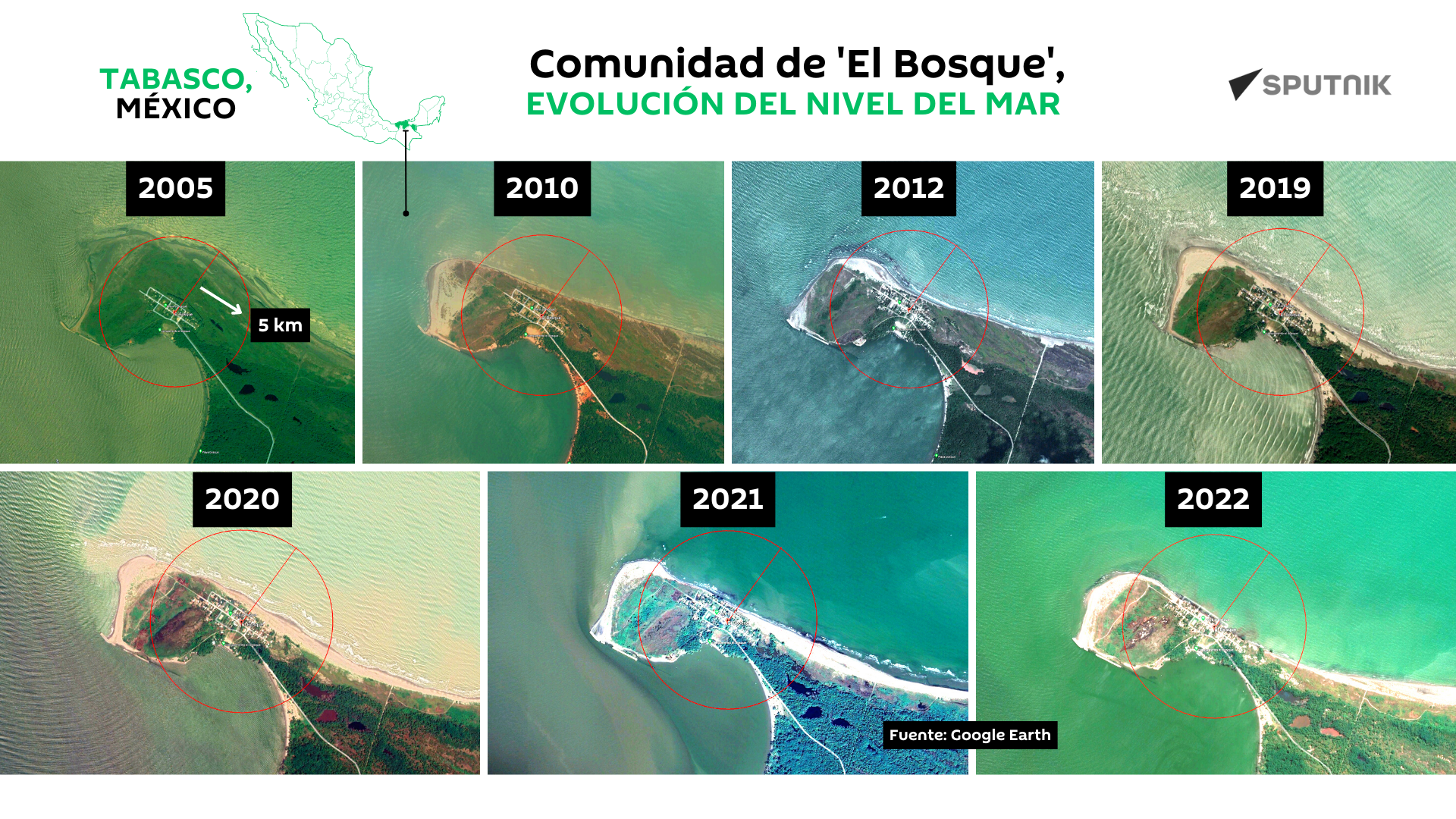 Incremento del nivel del mar en El Bosque, Tabasco  - Sputnik Mundo, 1920, 06.05.2023