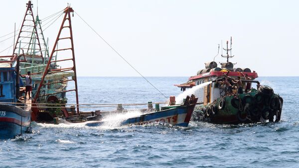 Un pesquero en el mar (imagen referencial) - Sputnik Mundo