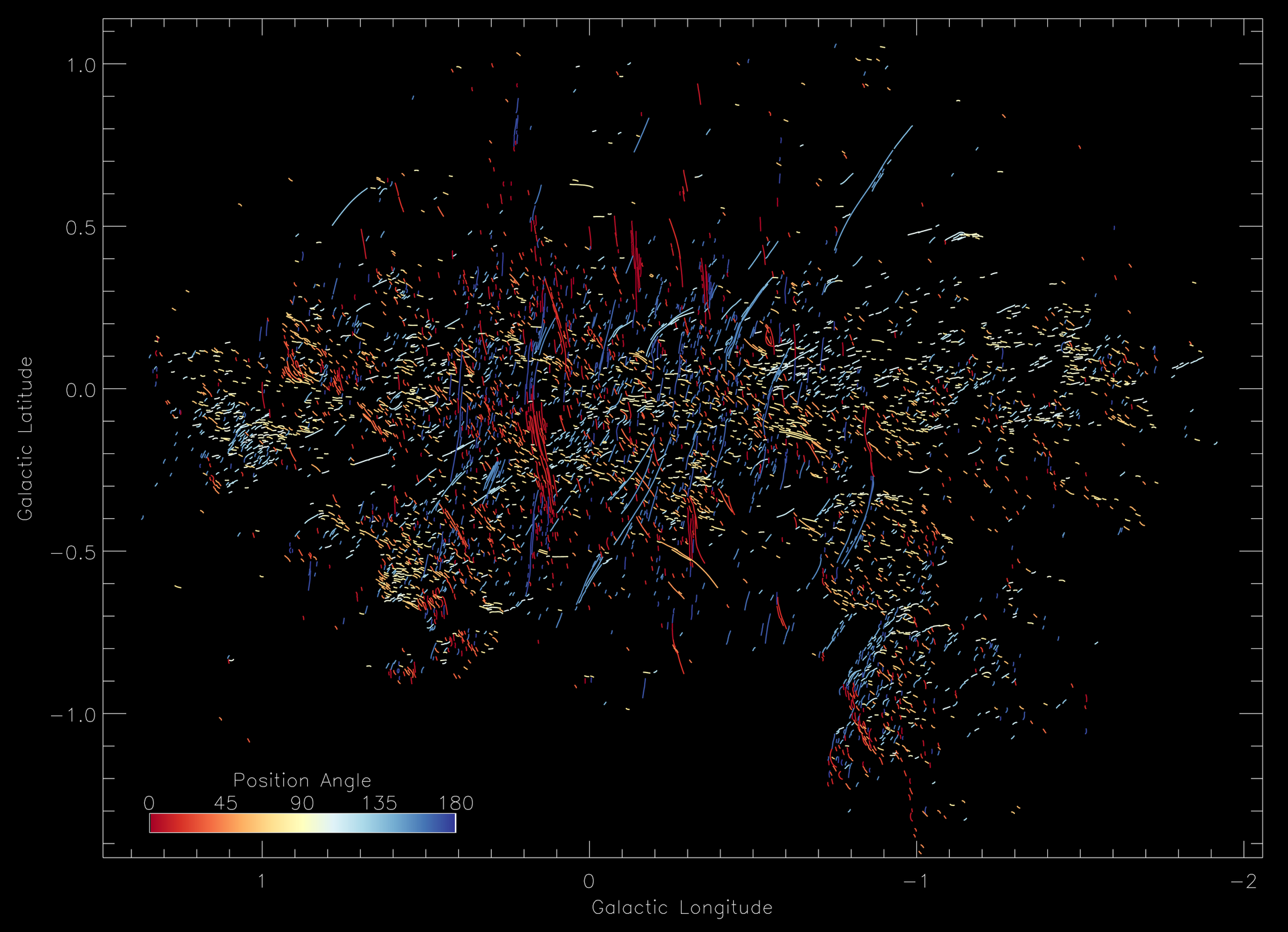 Imagen MeerKAT del centro galáctico con ángulos de posición codificados por colores, todos los filamentos Imagen MeerKAT del centro galáctico con ángulos de posición codificados por colores, todos los filamentos - Sputnik Mundo, 1920, 03.06.2023