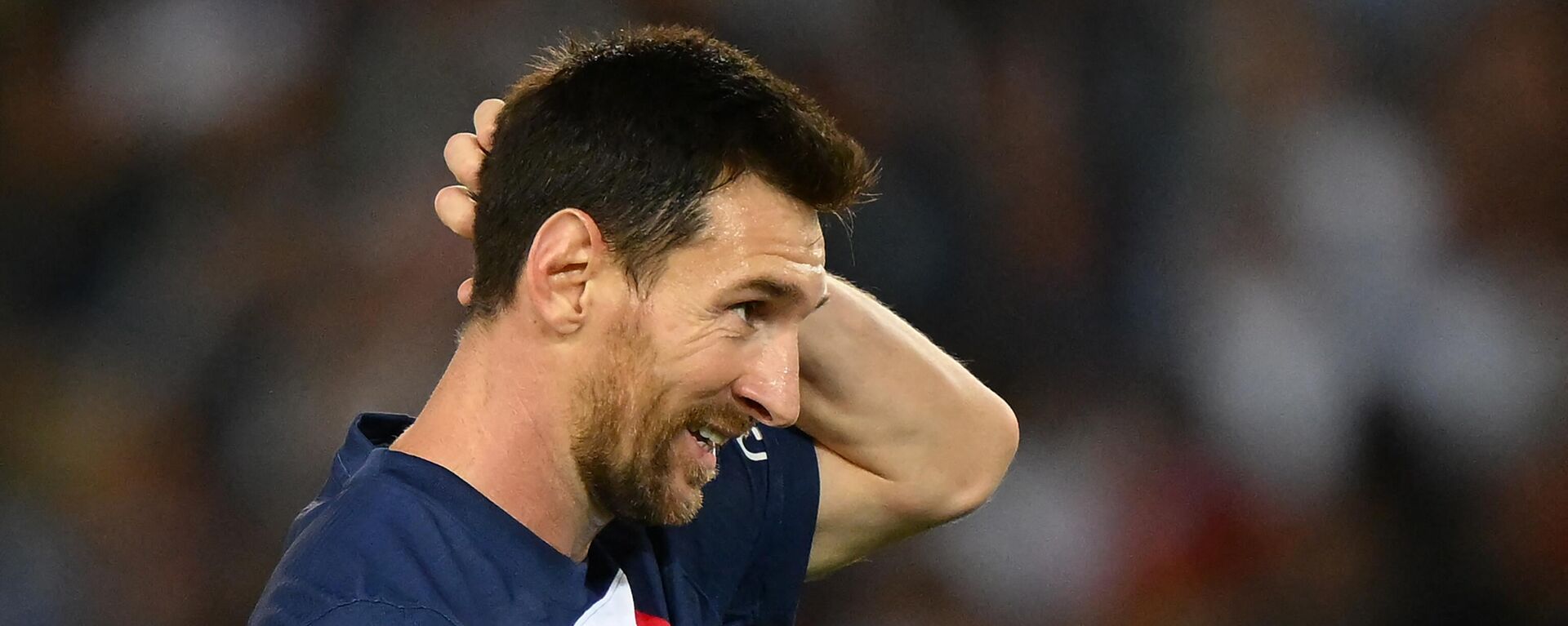 Lionel Messi reacciona durante el partido de fútbol de ida del Grupo H de la Liga de Campeones de la UEFA entre el París Saint-Germain (PSG) y la Juventus en el estadio Parc des Princes de París, el 6 de septiembre de 2022 - Sputnik Mundo, 1920, 04.06.2023