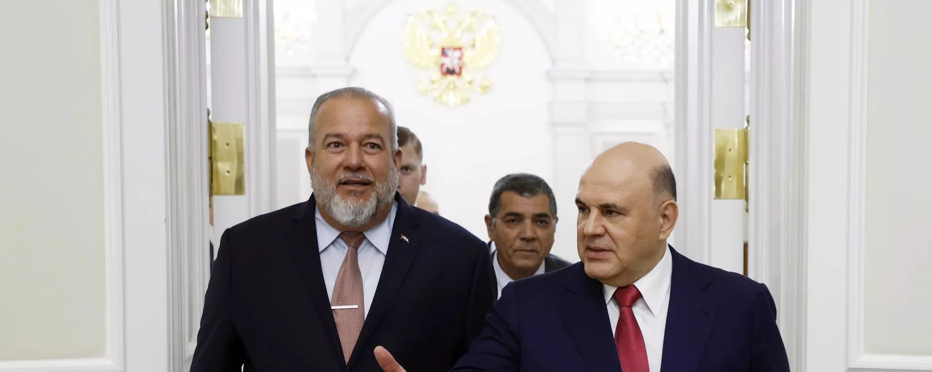 El primer ministro cubano, Manuel Marrero, y su homólogo ruso, Mijaíl Mishustin, el 13 de junio de 2023 El primer ministro cubano, Manuel Marrero, y su homólogo ruso, Mijaíl Mishustin, el 13 de junio de 2023 - Sputnik Mundo, 1920, 13.06.2023