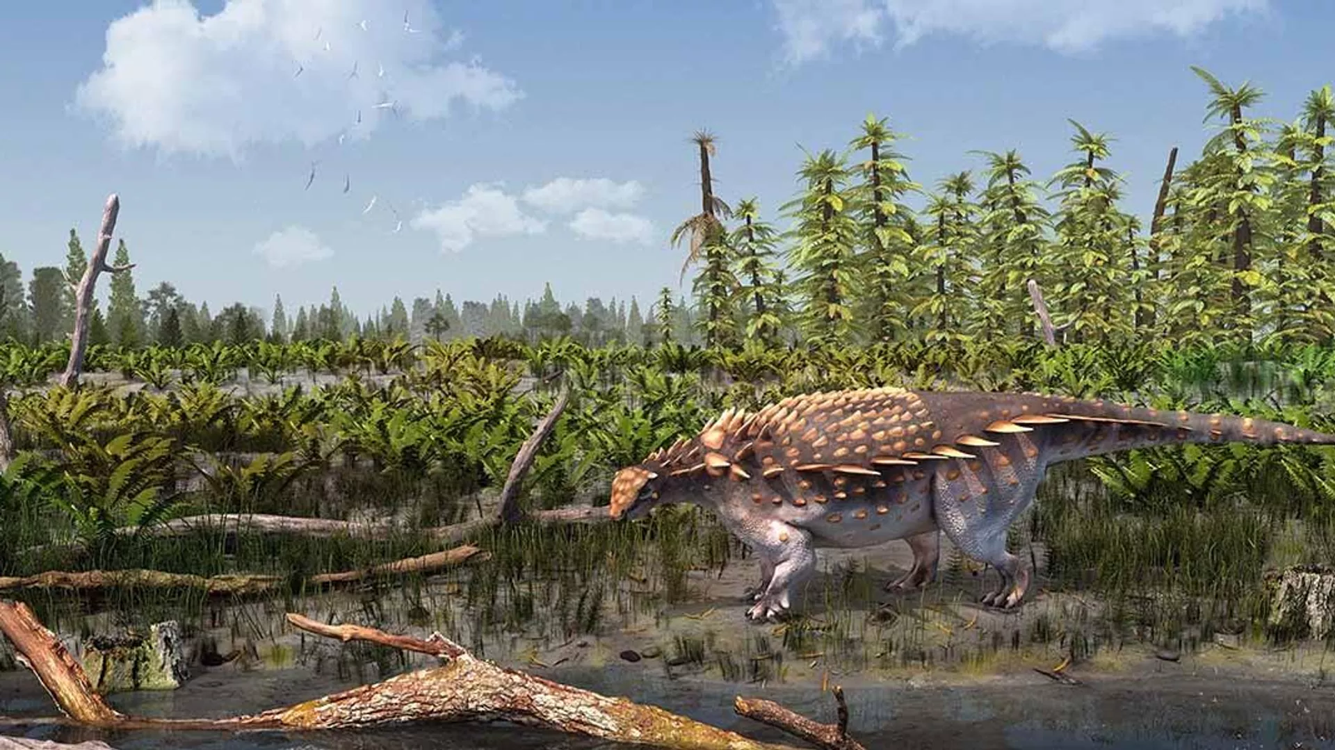 Ilustración de la nueva especie de dinosaurio Vectipelta barretti