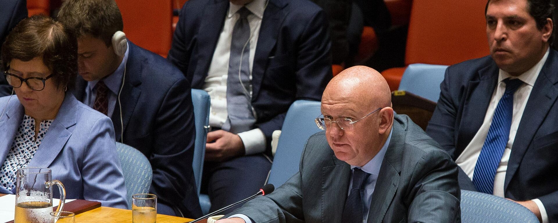 Vasili Nebenzia, el embajador de Rusia ante la Organización de las Naciones Unidas (ONU), se dirige a una sesión pública del Consejo de Seguridad de la ONU. - Sputnik Mundo, 1920, 09.10.2024