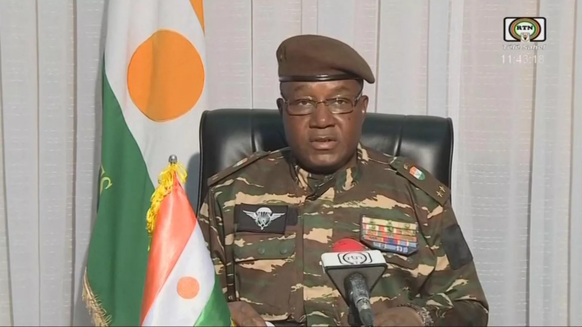 El general rebelde Omar Abdourahamane Tchiani que se proclamó como líder de la junta golpista en Níger, el 28 de julio 2023