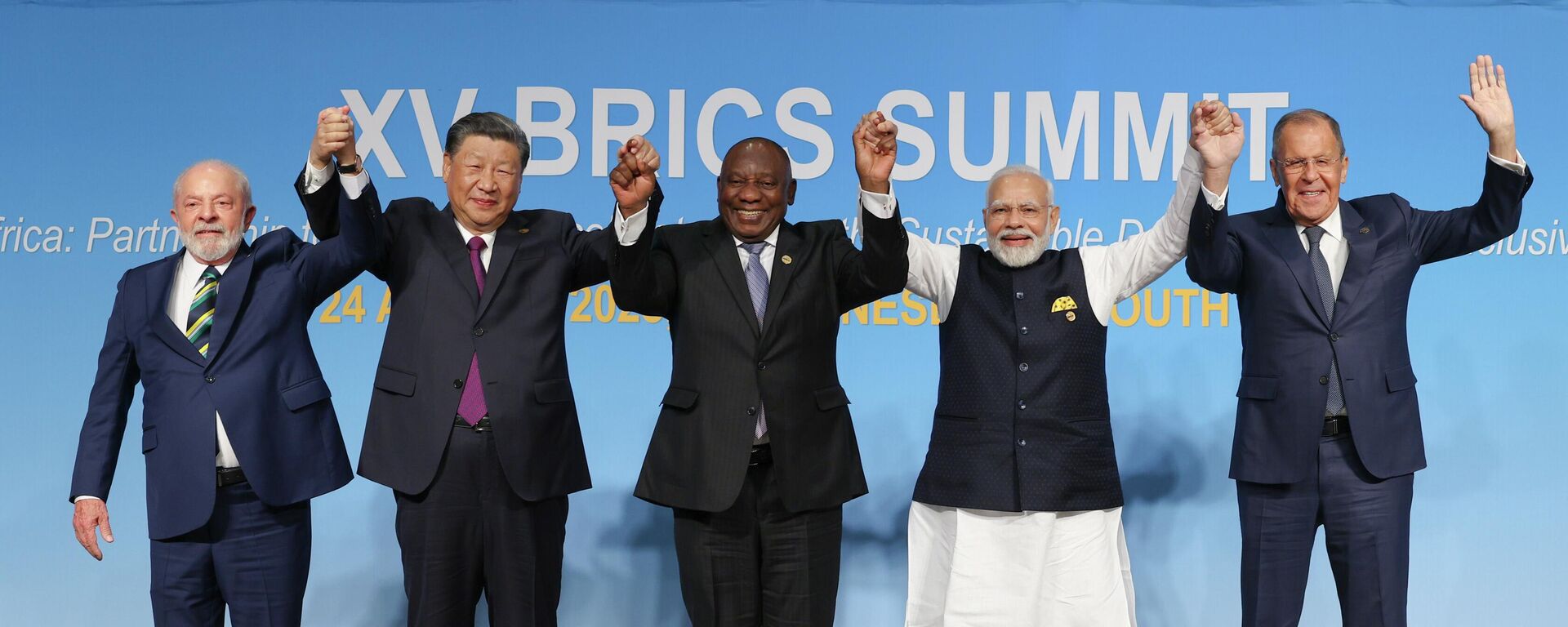 Ceremonia de fotografía de los jefes de delegaciones de los países miembros del bloque BRICS en Johannesburgo - Sputnik Mundo, 1920, 26.12.2023