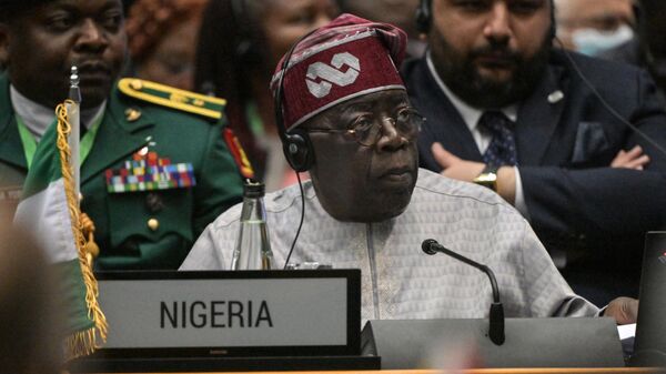 El presidente de Nigeria, Bola Tinubu, durante una reunión de coordinación de la Unión Africana, en las oficinas de las Naciones Unidas (ONU) en Gigiri, Nairobi, el 16 de julio de 2023. - Sputnik Mundo